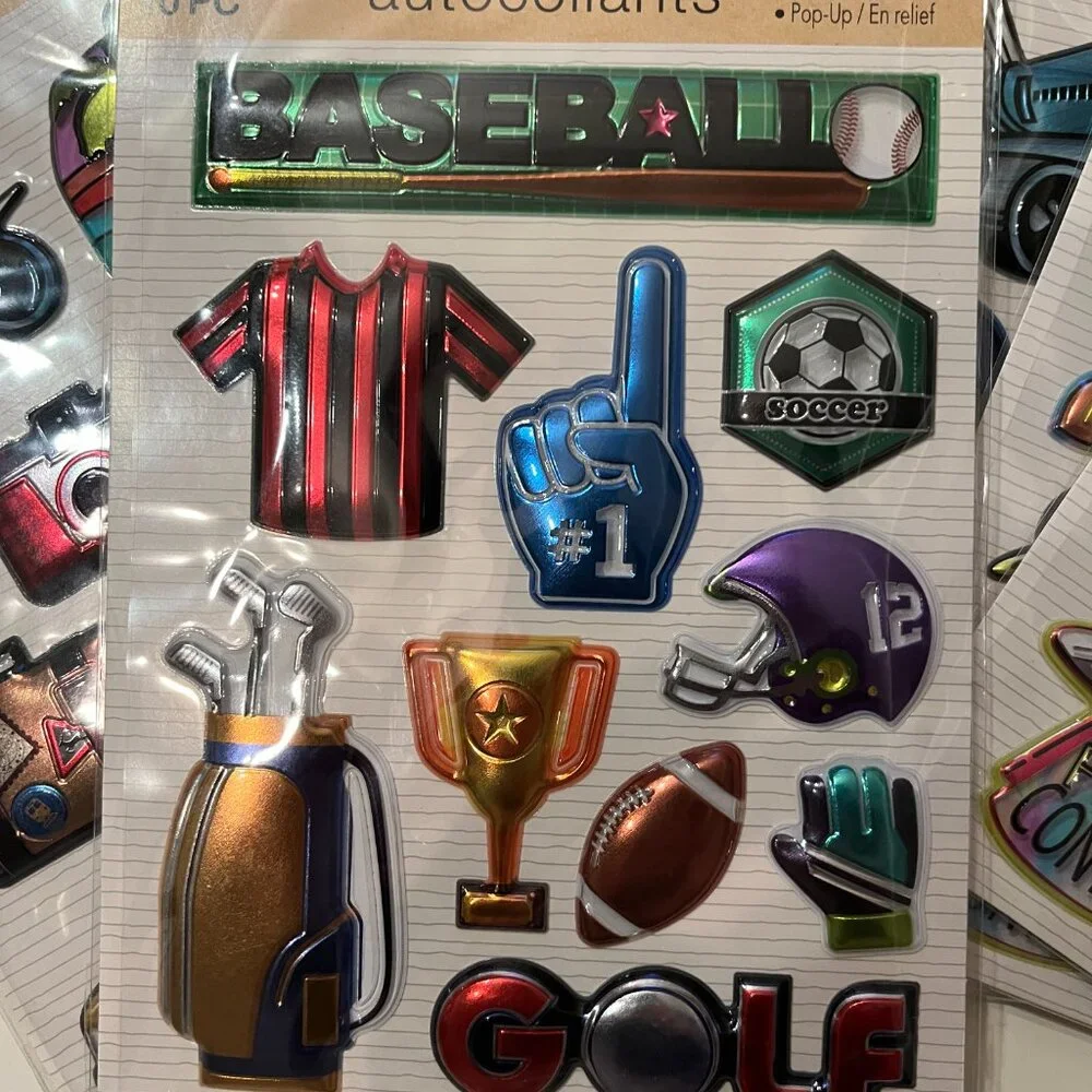 Metallic Puffy Stickers 10 Packs (Space Ocean Llamas Travel Sports) NEW‎